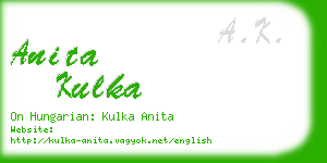 anita kulka business card